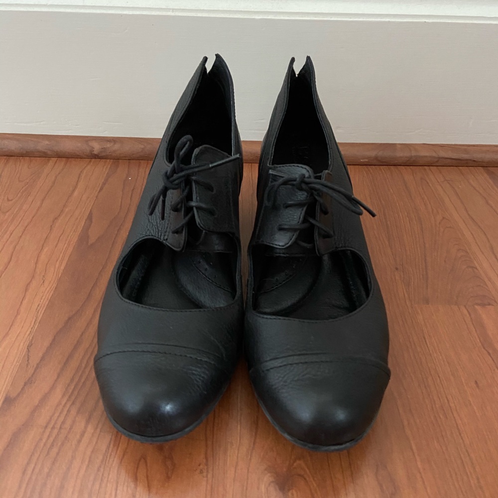 Born Black Leather Wedge Heel